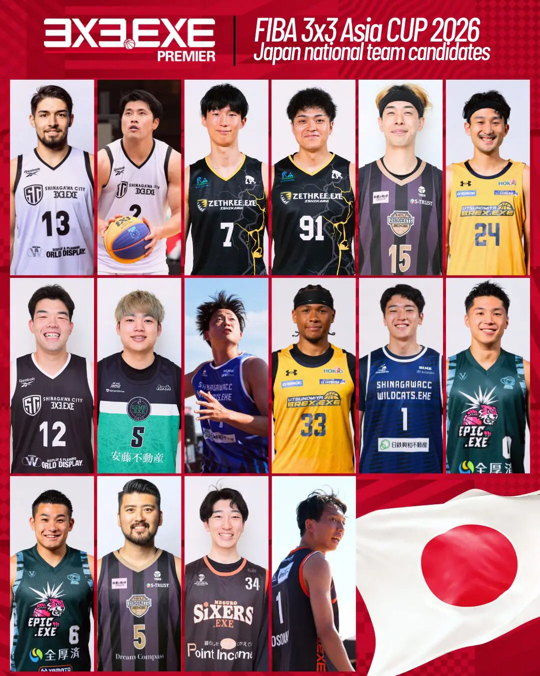 FIBA 3x3アジアカップ2026 3x3男子バスケットボール日本代表 第一次選考合宿参加メンバー発表
